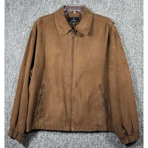 Gary Player Jacket Brown Faux Suede Full Zip Bomber Style Mens Large
